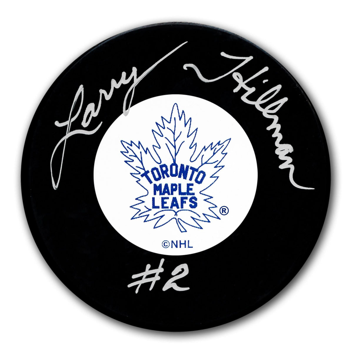 Authentic Larry Hillman Toronto Maple Leafs Original 6 Autographed Puck - SportAuthentix