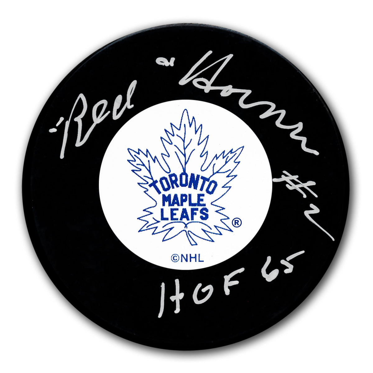 Red Horner Toronto Maple Leafs HOF Original 6 Autographed Puck - Sport Authentix Inc