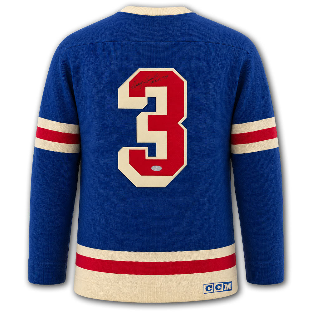 Harry Howell autographed New York Rangers CCM wool jersey back with number 3, autograph, HOF 79 inscription and SportAuthentix hologram