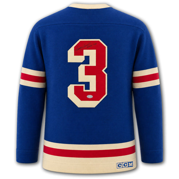 Harry Howell autographed New York Rangers CCM wool jersey back with number 3, autograph, HOF 79 inscription and SportAuthentix hologram