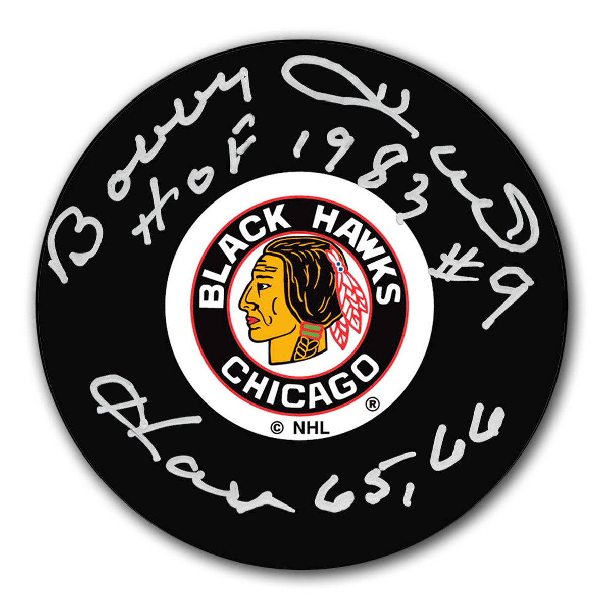 Bobby Hull Chicago Blackhawks HOF Hart Autographed Puck - Sport Authentix Inc