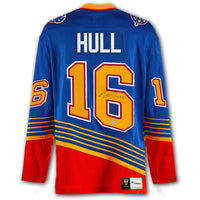 Brett Hull autographed St. Louis Blues Fanatics Vintage Hockey jersey back with Hull nameplate, number 16, autograph and SportAuthentix hologram