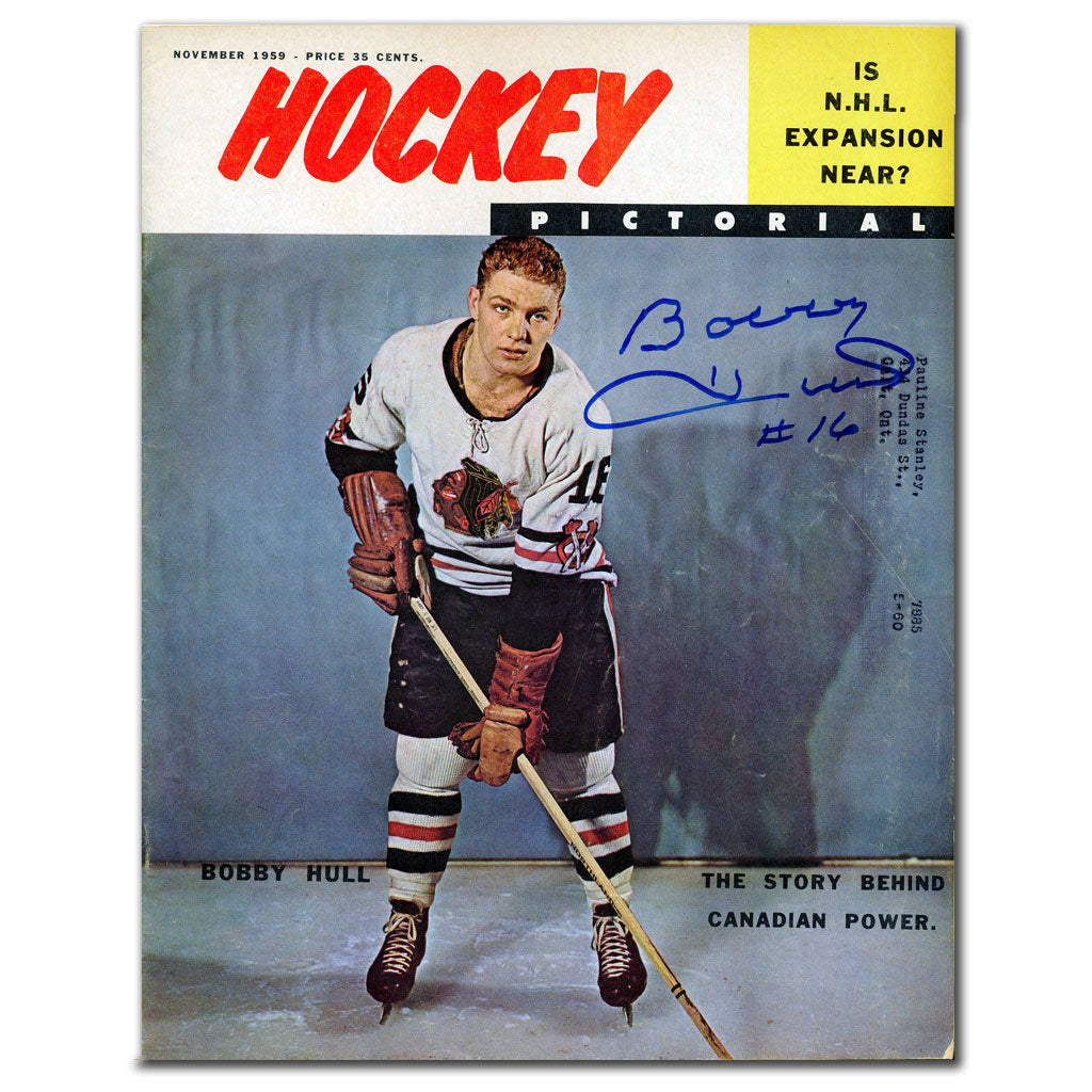 Bobby Hull Chicago Blackhawks Signed HOCKEY PICTORIAL November 1959 Autographed Magazine