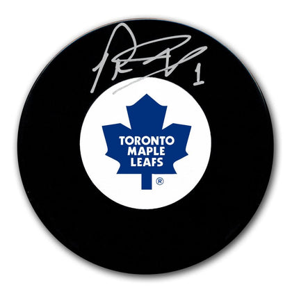 Peter Ing Toronto Maple Leafs signed black hockey puck with visible autograph—premium sports collectible for fans.