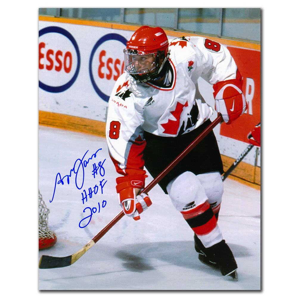 Angela James Team Canada HOF White Jersey Autographed 8x10 - Sport Authentix Inc