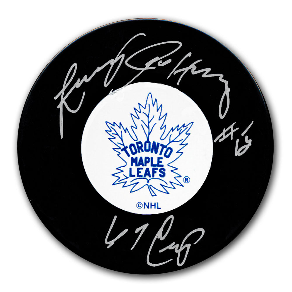 Rondelle autographiée de la Coupe 1967 des Maple Leafs de Toronto Larry Jeffrey