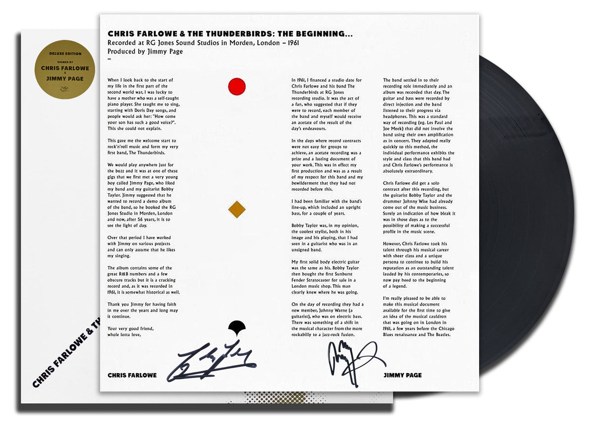 Jimmy Page Signed Chris Farlowe & The Thunderbirds THE BEGINNING Deluxe Edition Autographed Vinyl Album LP ACOA COA