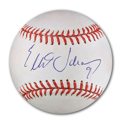 Elliot Johnson autographed official MLB baseball with bold red stitching, featuring #9—premium signed collectible baseball memorabilia.