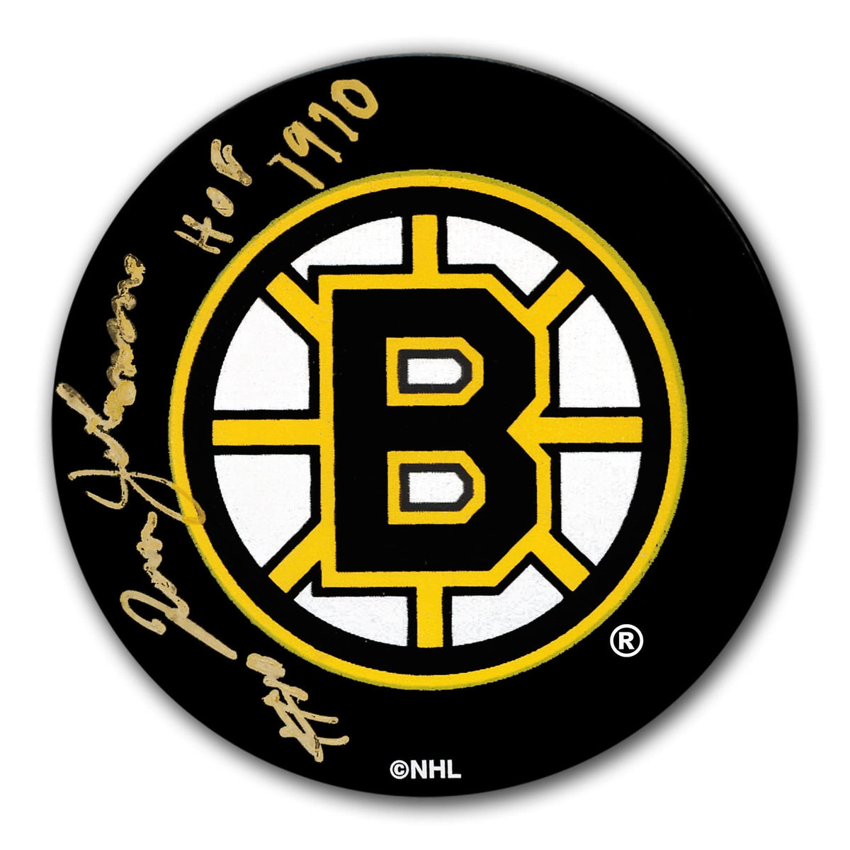 Authentic Tom Johnson Boston Bruins HOF Autographed Puck - SportAuthentix