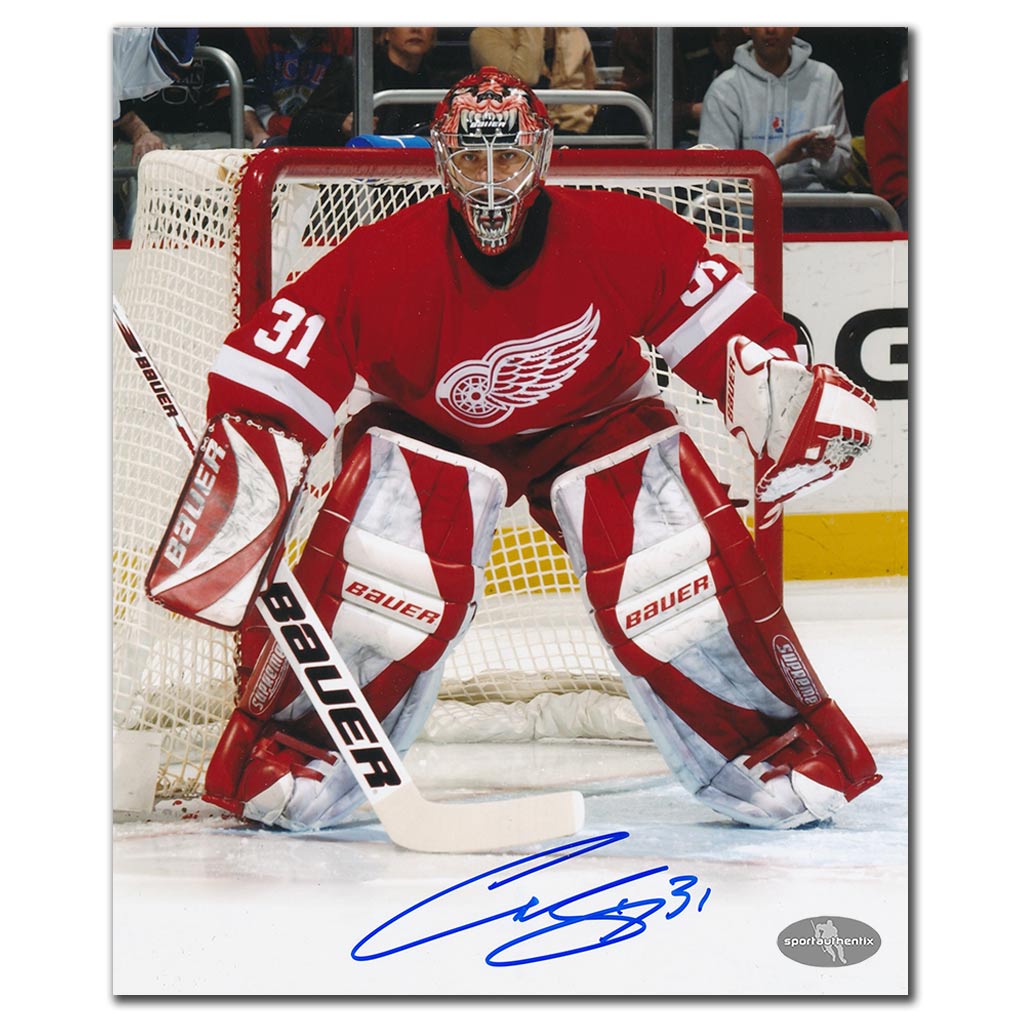 Curtis Joseph autographed Detroit Red Wings 8x10 photo guarding the crease