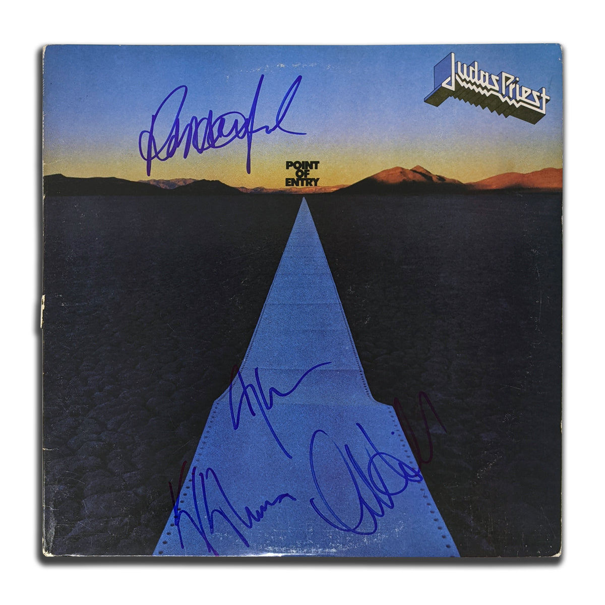 Halford Hill Downing Tipton signé Judas Priest POINT OF ENTRY Album vinyle autographié LP