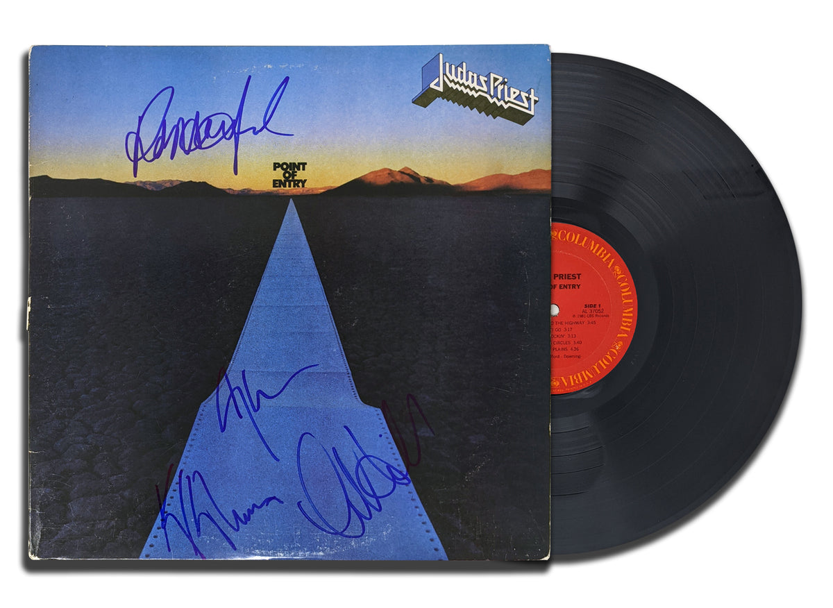 Halford Hill Downing Tipton signé Judas Priest POINT OF ENTRY Album vinyle autographié LP