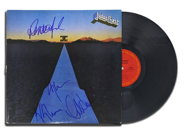 Halford Hill Downing Tipton Signed Judas Priest POINT OF ENTRY Autographed Vinyl Album LP