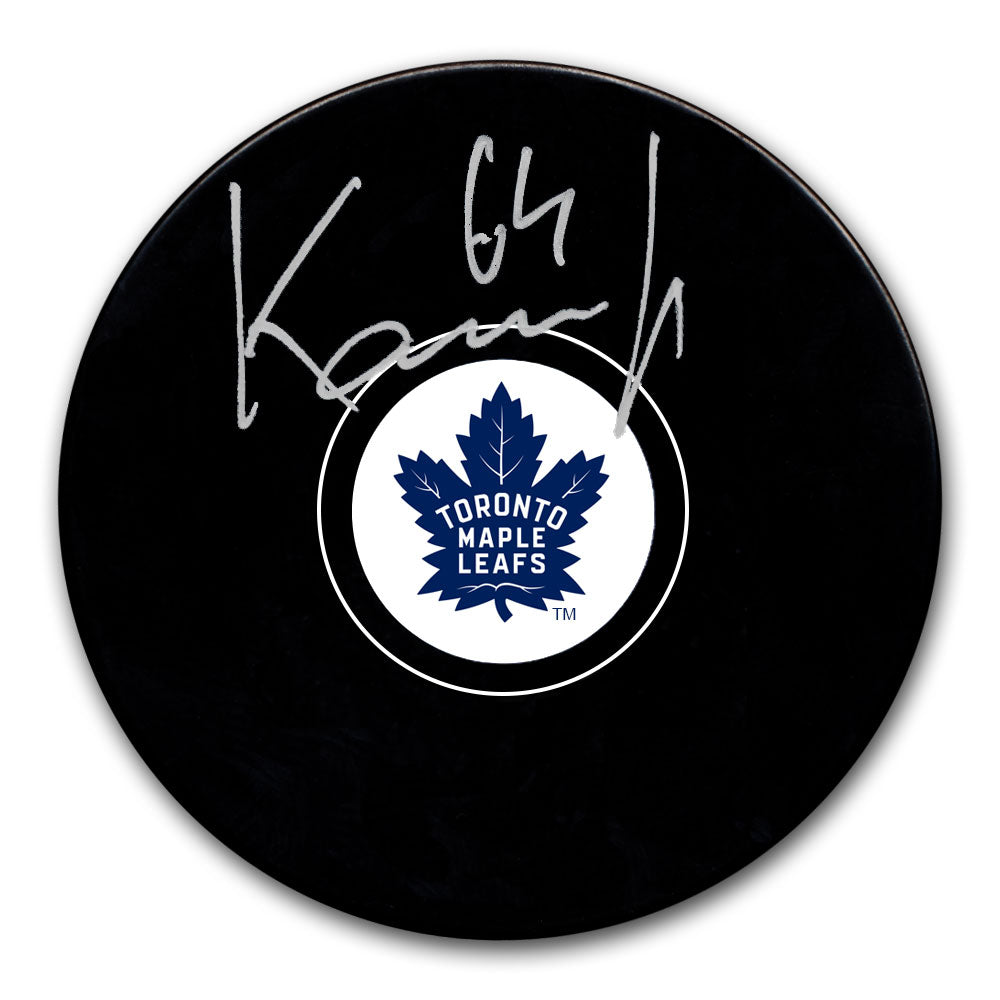 Rondelle autographiée des Maple Leafs de Toronto par David Kampf