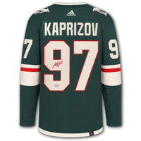 Kirill Kaprizov autographed Minnesota Wild Adidas Pro jersey back with Kaprizov nameplate, number 97, autograph and SportAuthentix hologram