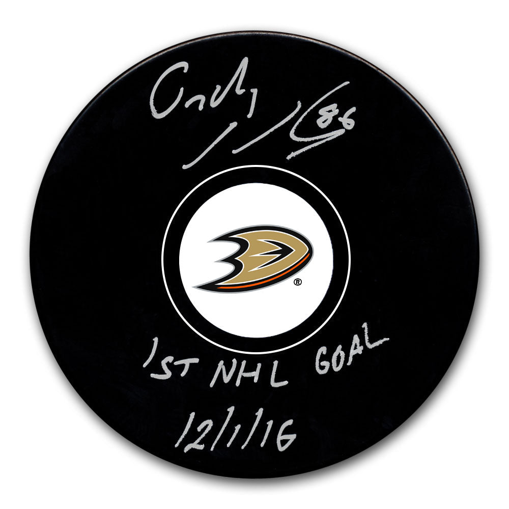 Ondrej Kase Anaheim Ducks 1er but dans la LNH 12/1/16 Rondelle autographiée