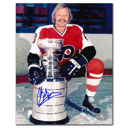Bob Kelly Philadelphia Flyers Stanley Cup 8x10 photo, hand-signed and perfect for collectors, displayed as a classic autographed print.