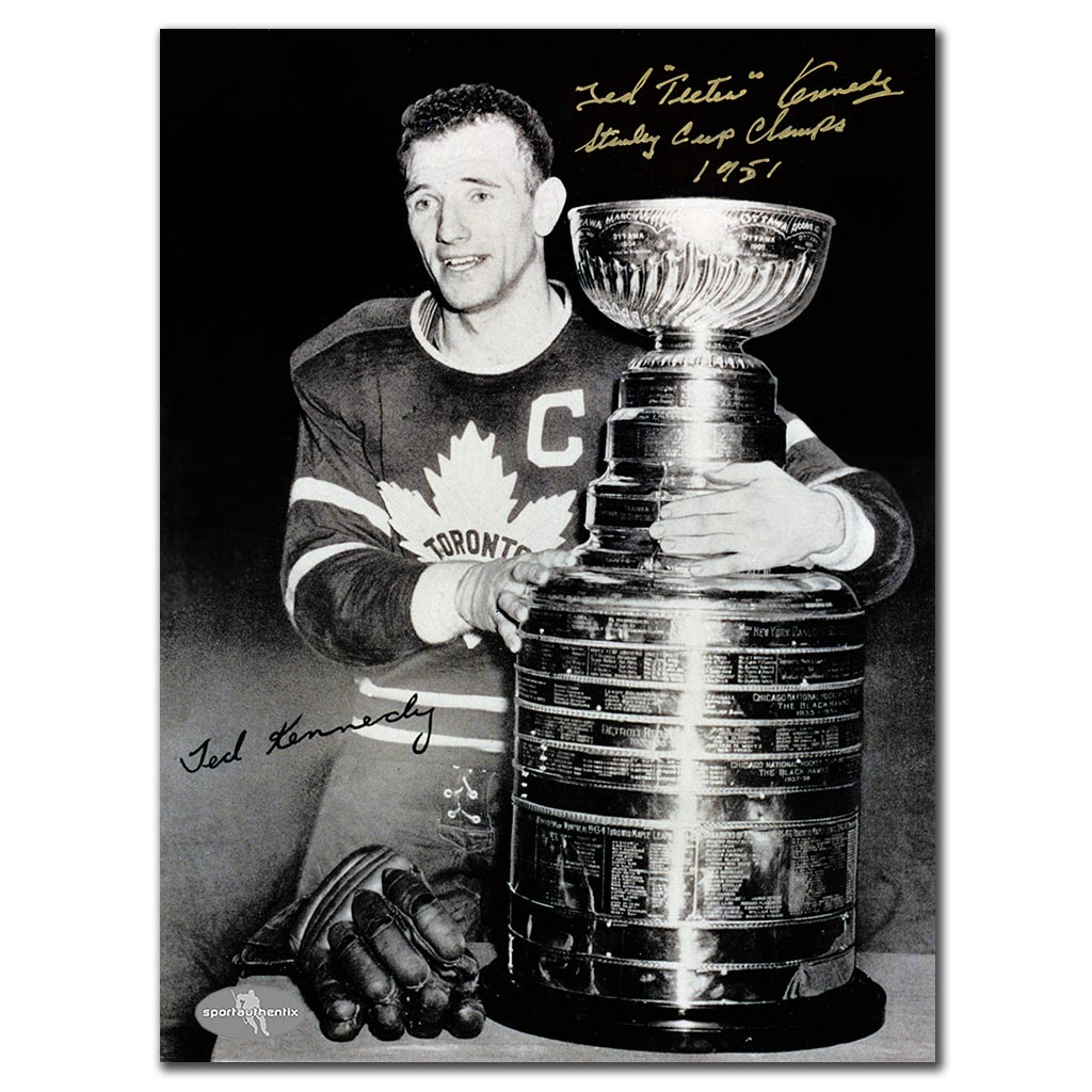 Ted Kennedy autographed Toronto Maple Leafs 8x10 photo with Teeder and 1951 Stanley Cup Champs inscriptions