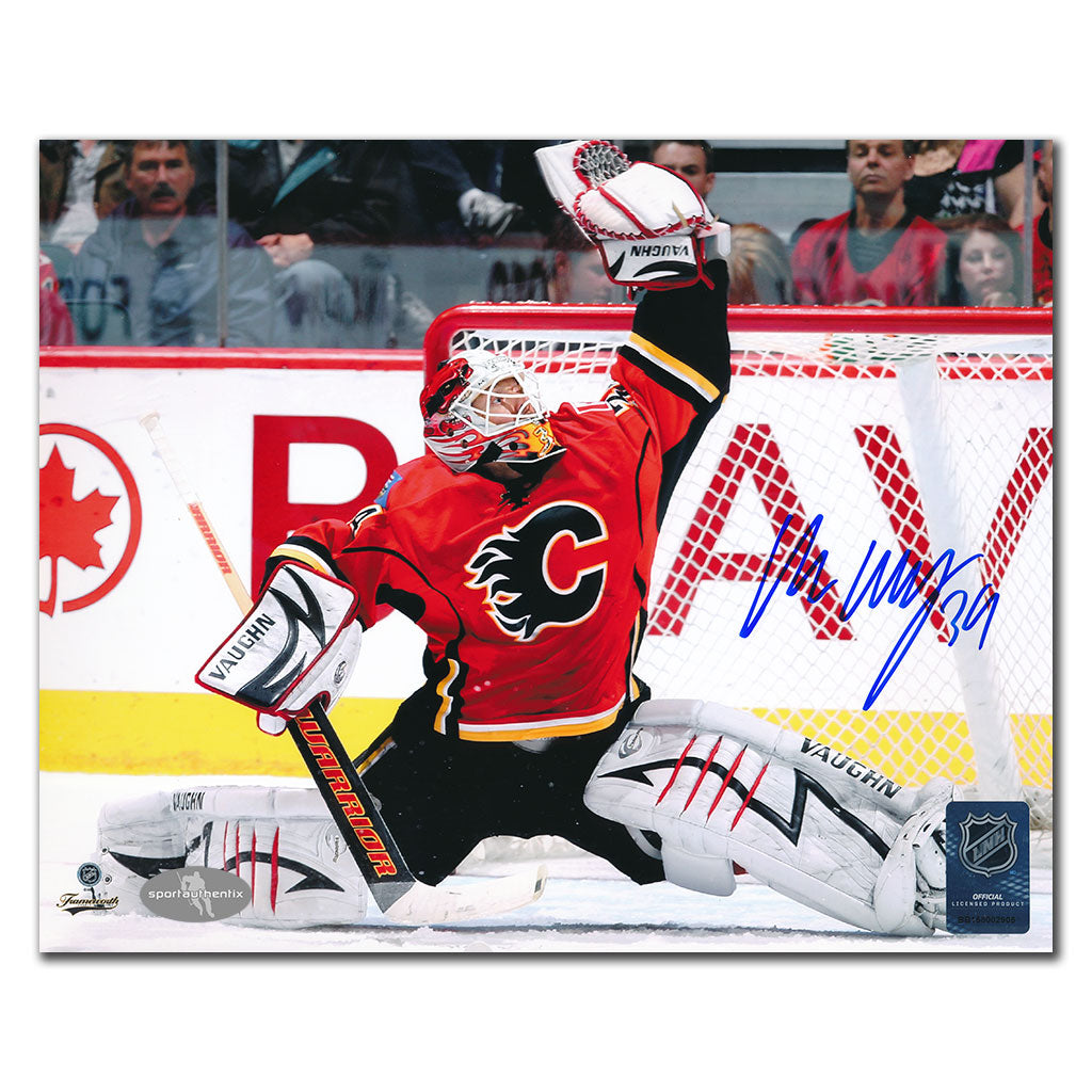 Miikka Kiprusoff Calgary Flames GANT SAVE Autographié 8x10