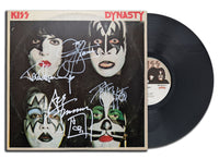 KISS signed Dynasty LP with vinyl record autographed by all 4 original members