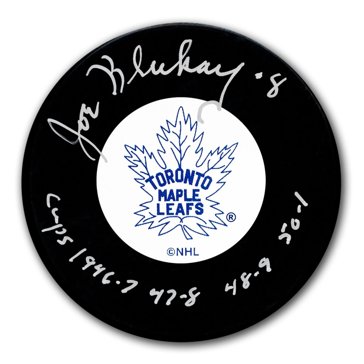 Authentic Joe Klukay Toronto Maple Leafs SC Years Original 6 Autographed Puck - SportAuthentix