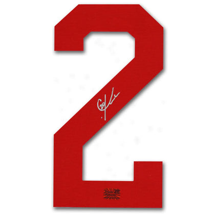 Autographed jersey number: a bold red 2 signed by Chris Kreider, displayed on white, from the Rangers jersey series.