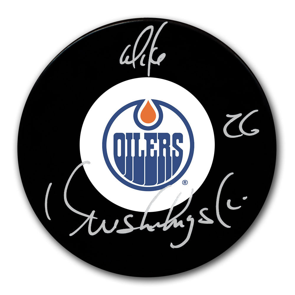 Rondelle autographiée par Mike Krushelnyski des Oilers d'Edmonton