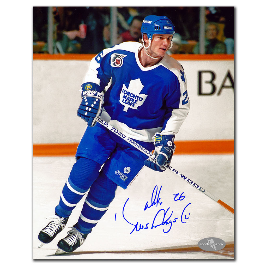 Mike Krushelnyski Maple Leafs de Toronto ACTION dédicacé 8x10
