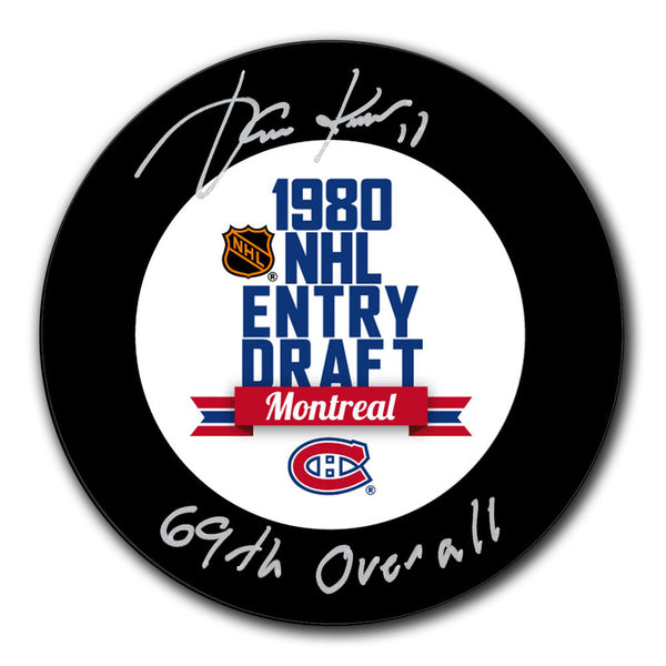 Jari Kurri autographed 1980 NHL Draft hockey puck with 69th Overall inscription