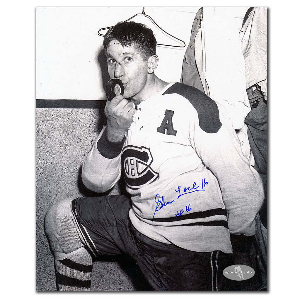 Elmer Lach Canadiens de Montréal HOF autographié 8x10