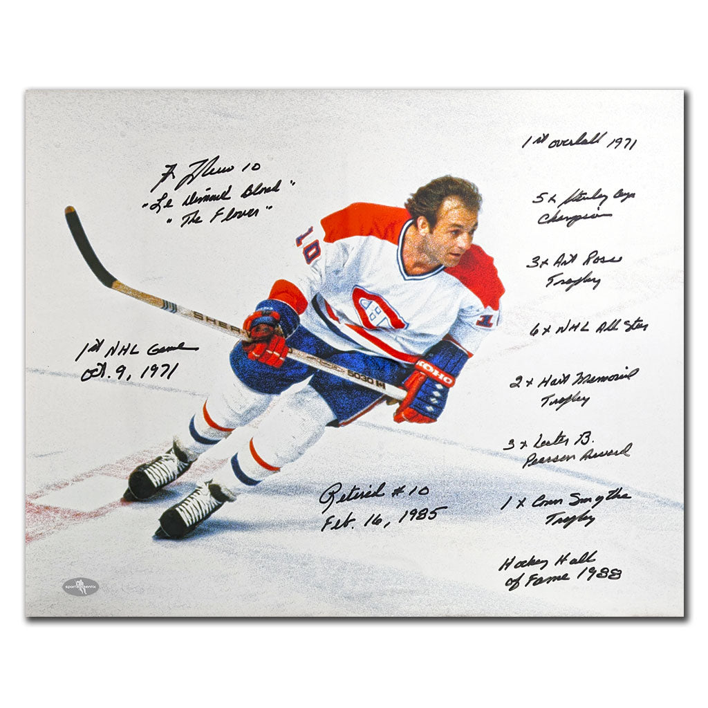 Guy Lafleur Montreal Canadiens STATS Autographed 16x20