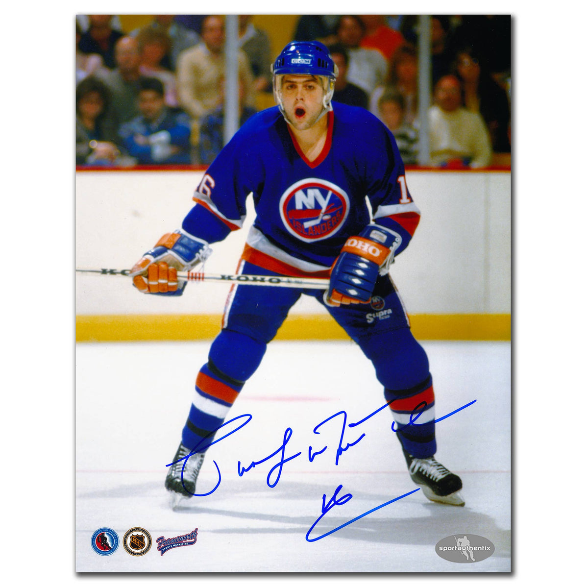 Pat Lafontaine New York Islanders BLUE JERSEY Autographed 8x10 - Sport Authentix Inc