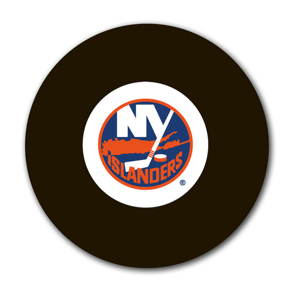 New York Islanders logo hockey puck for Pat LaFontaine autograph pre-order