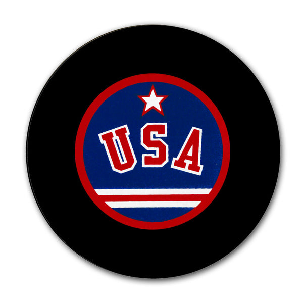 USA hockey logo puck for Pat LaFontaine autograph pre-order