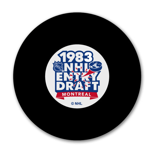 1983 NHL Entry Draft Montreal hockey puck for Pat LaFontaine autograph pre-order