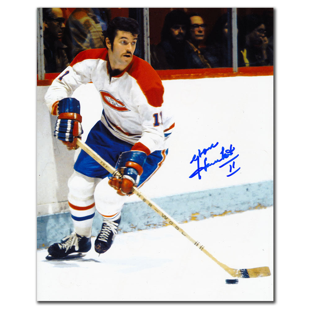 Yvon Lambert Montreal Canadiens WHITE JERSEY Autographed 8x10