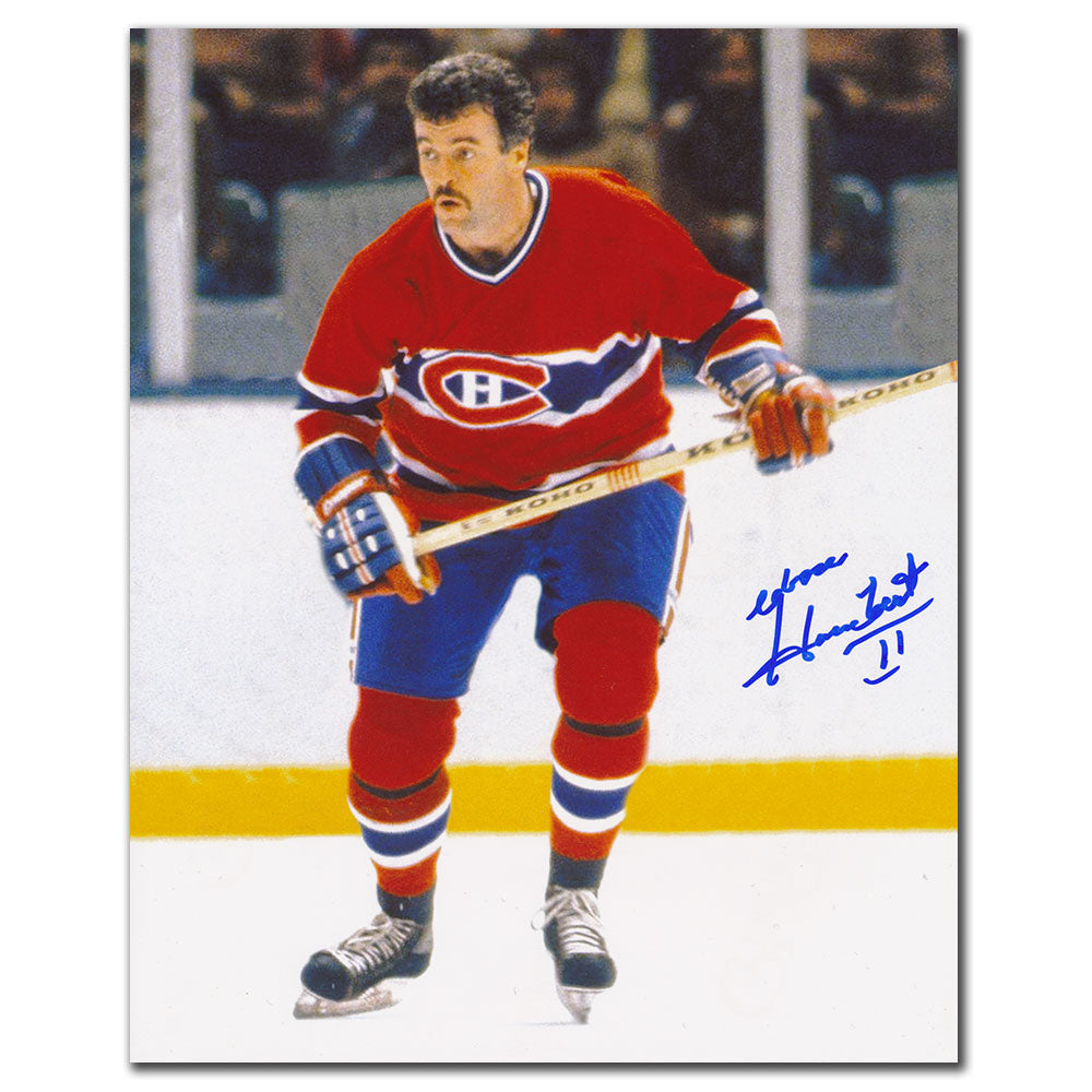 Yvon Lambert Canadiens de Montréal ACTION Autographié 8x10