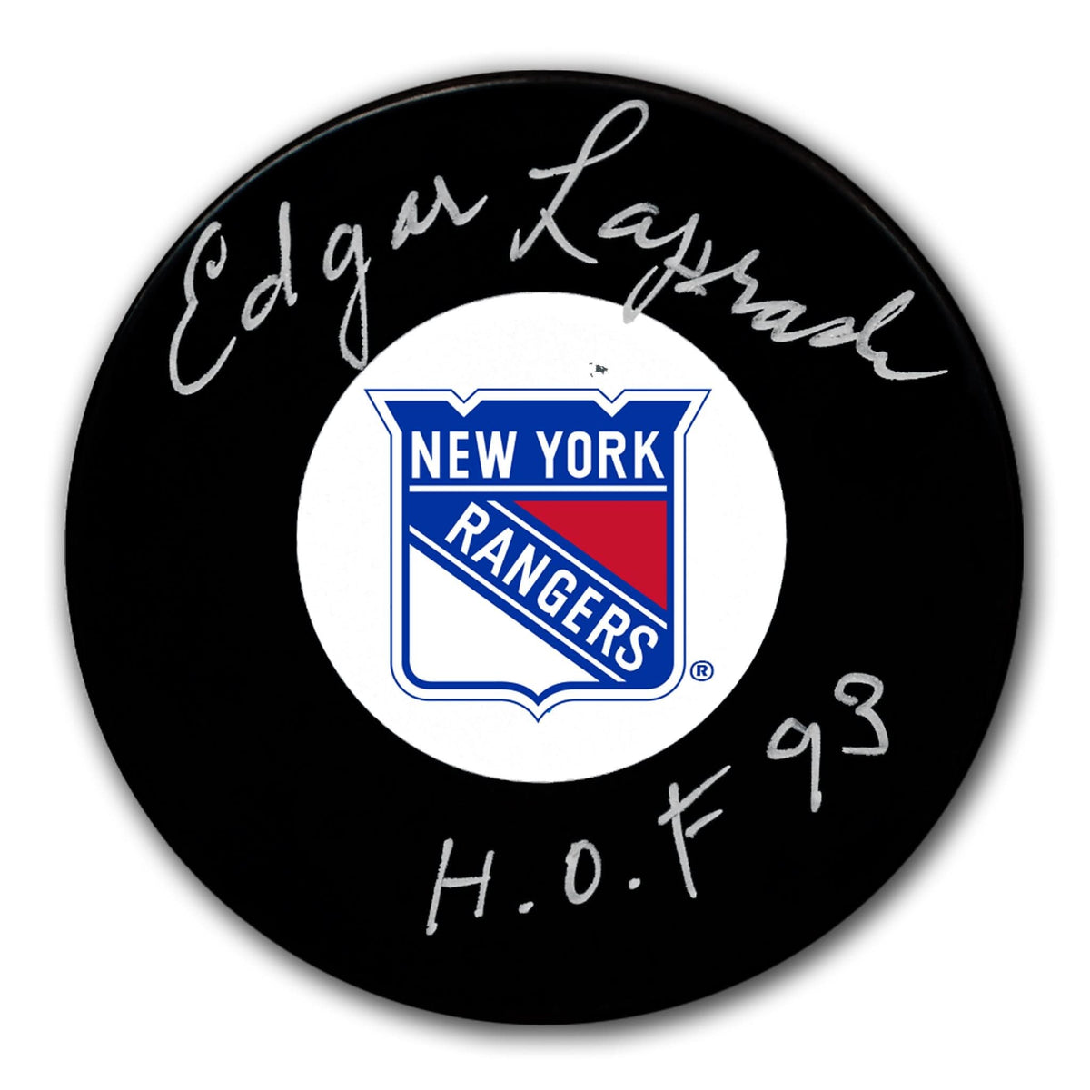 Authentic Edgar Laprade New York Rangers HOF Autographed Puck - SportAuthentix