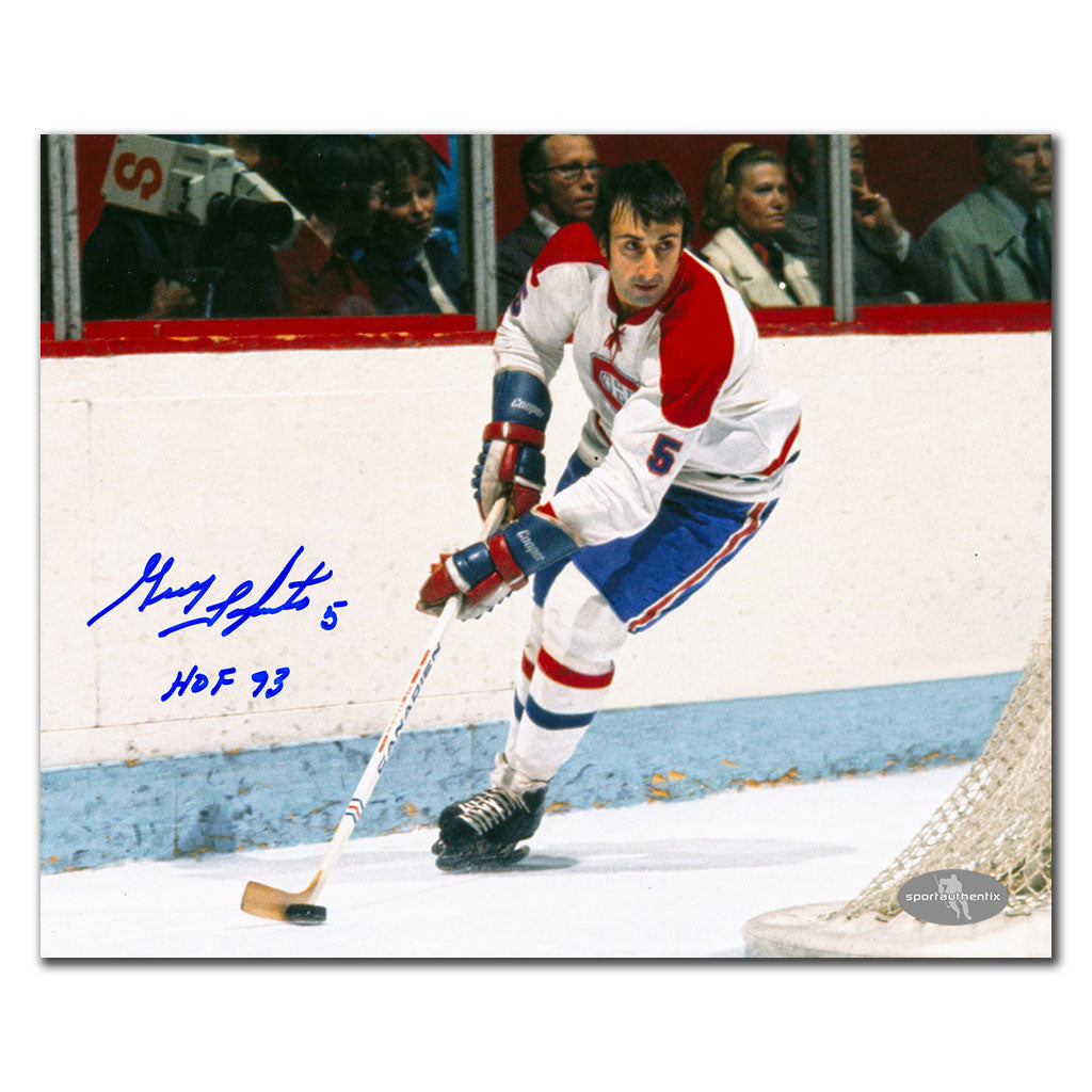 Guy Lapointe Montreal Canadiens WHITE JERSEY Autographed 8x10