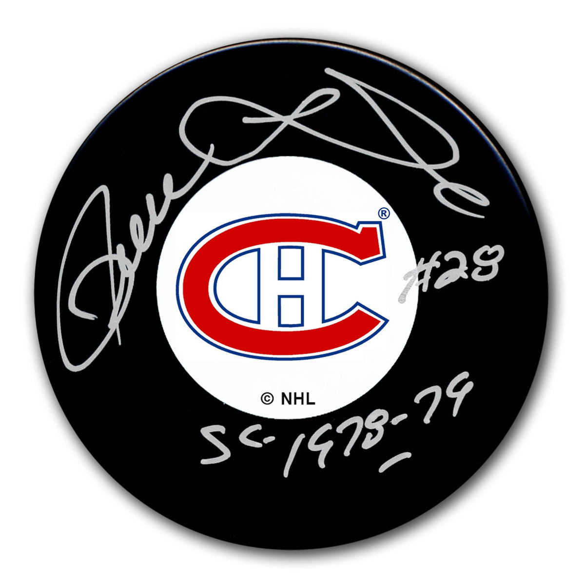 Pierre Larouche Montreal Canadiens SC Years Original 6 Autographed Puck - Sport Authentix Inc