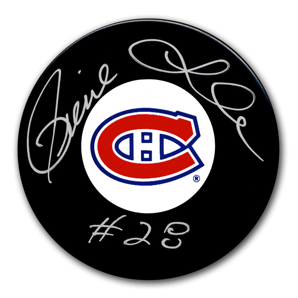 Pierre Larouche autographed Montreal Canadiens hockey puck