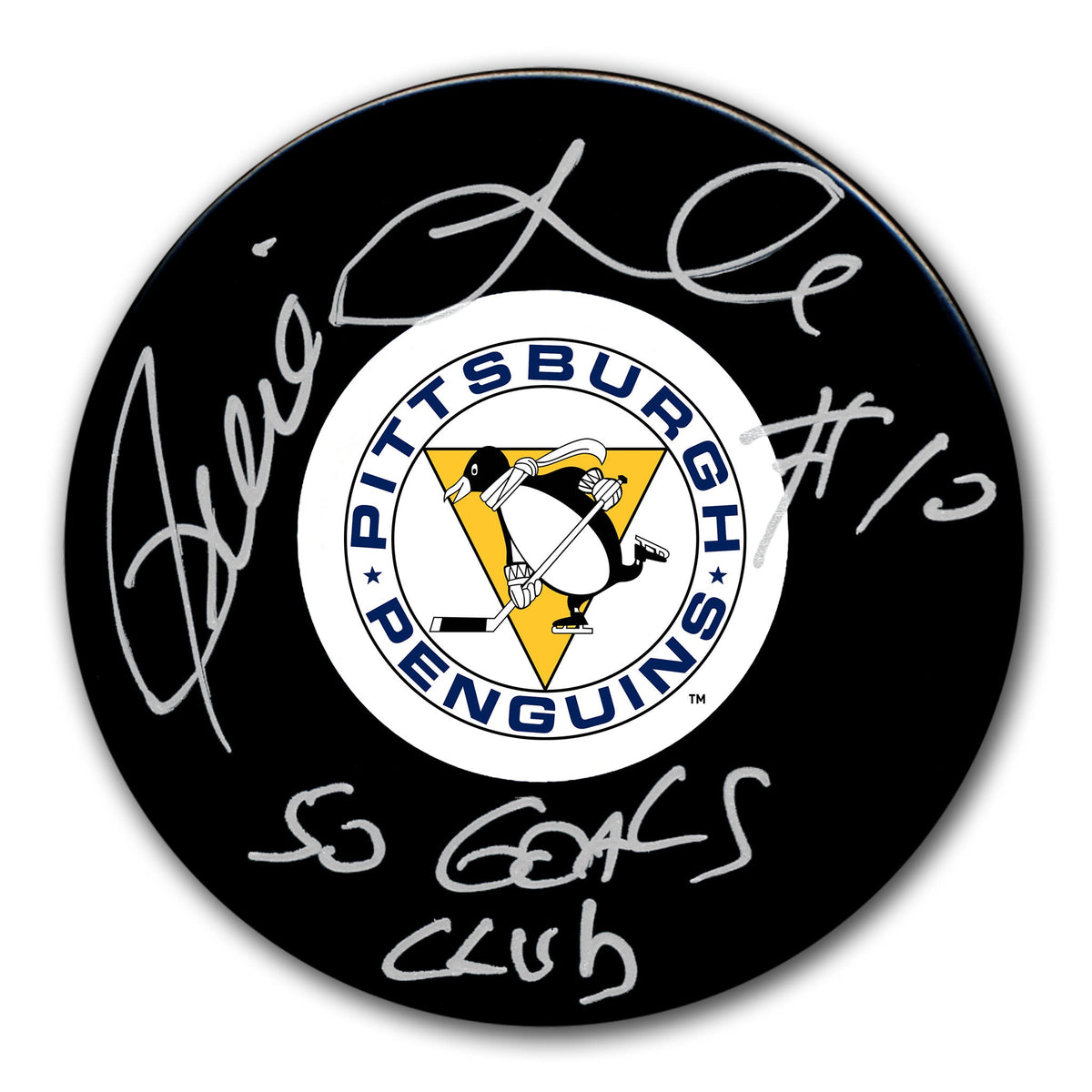 Pierre Larouche Pittsburgh Penguins 50 Goals Club Autographed Puck - Sport Authentix Inc