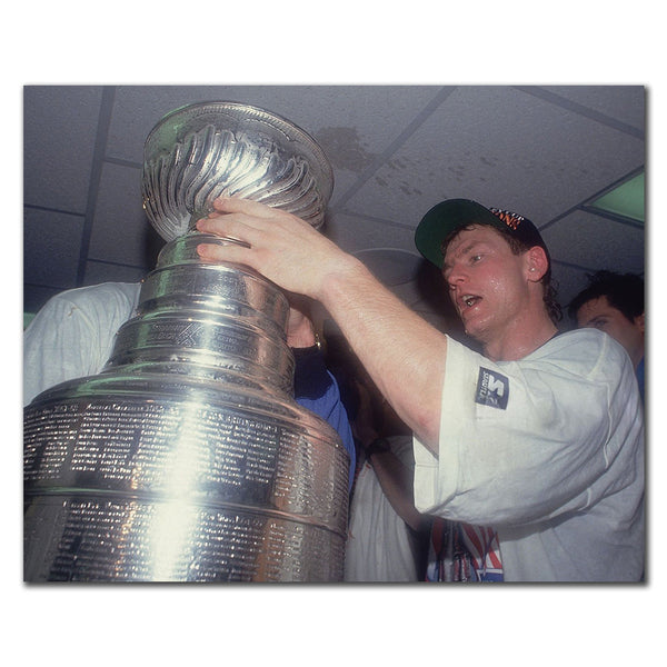 Steve Larmer celebrating with the Stanley Cup after the New York Rangers’ 1994 championship