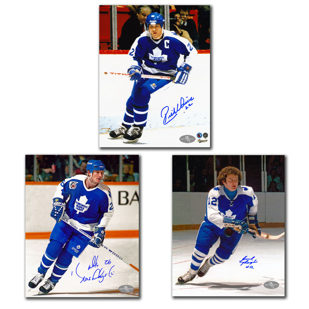 Rick Vaive Mike Krushelnyski and Errol Thompson autographed Toronto Maple Leafs 8x10 photo bundle
