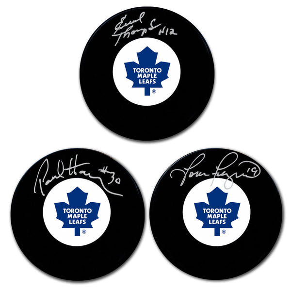 Paul Harrison, Tom Fergus and Errol Thompson autographed Toronto Maple Leafs 8x10 photo bundle