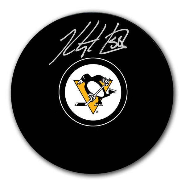 Kris Letang autographed Pittsburgh Penguins hockey puck signed in silver paint pen