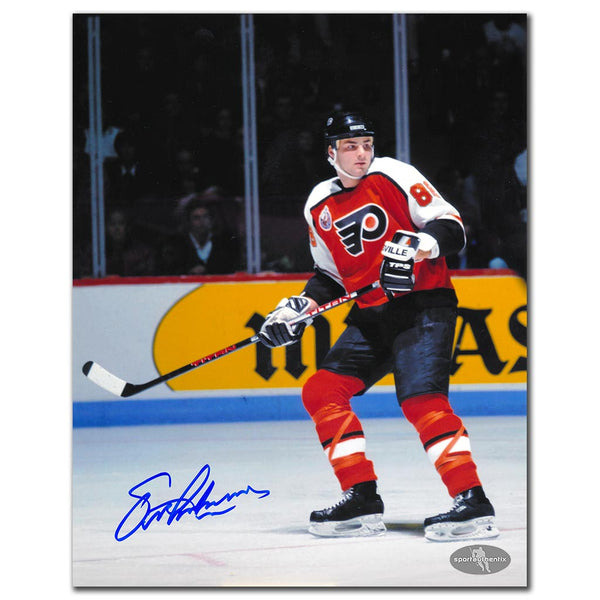 Eric Lindros Autographed Philadelphia Flyers 8x10 Photo - Orange Jersey Game Action