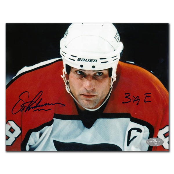 Eric Lindros autographed Philadelphia Flyers 8x10 photo close-up with Big E inscription