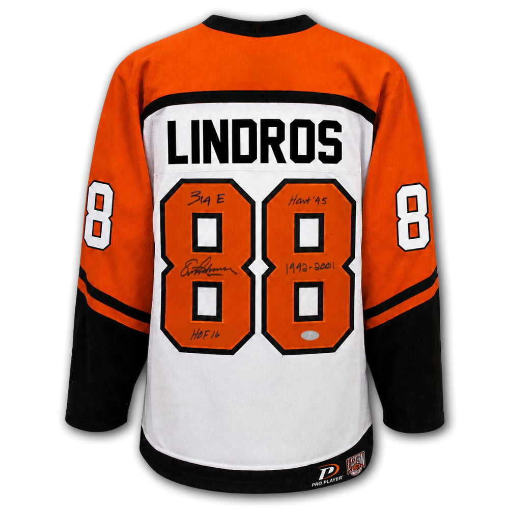 Eric Lindros autographed Philadelphia Flyers Pro Player jersey back with Lindros nameplate, number 88 and multi-inscriptions