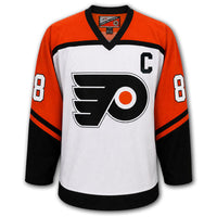 Eric Lindros autographed Philadelphia Flyers Pro Player jersey front with captain C, number 88 sleeves and Flyers logo